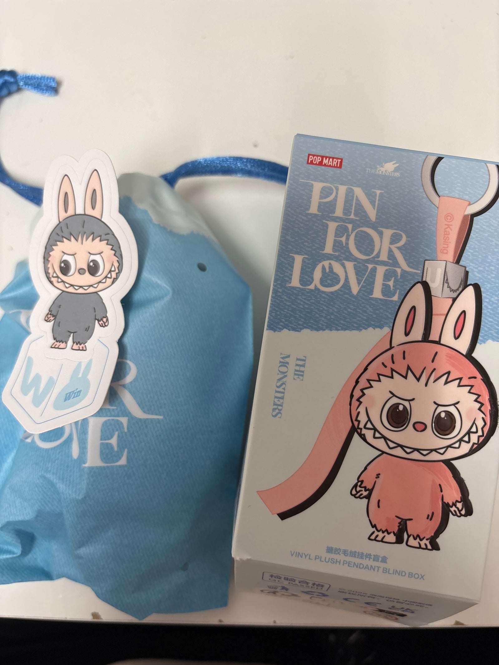 W - Labubu THE MONSTERS Pin for Love Series-Vinyl Plush Pendant (N-Z) by POP MART