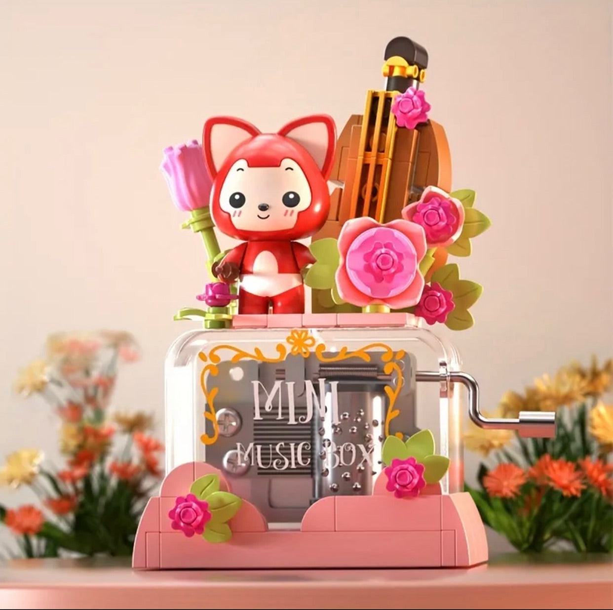 JAKI Fox - Building Block Music Box (Rose) - 1