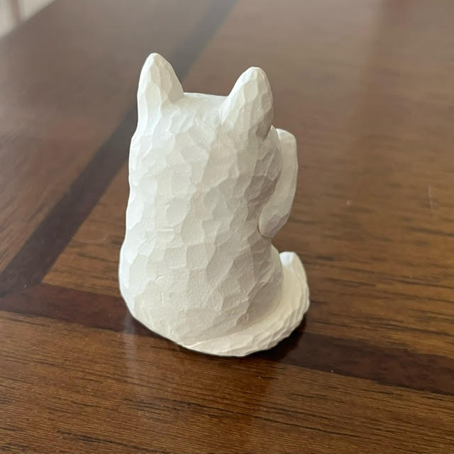 White cat -Jinart Woodcarving Animal Cats - 2