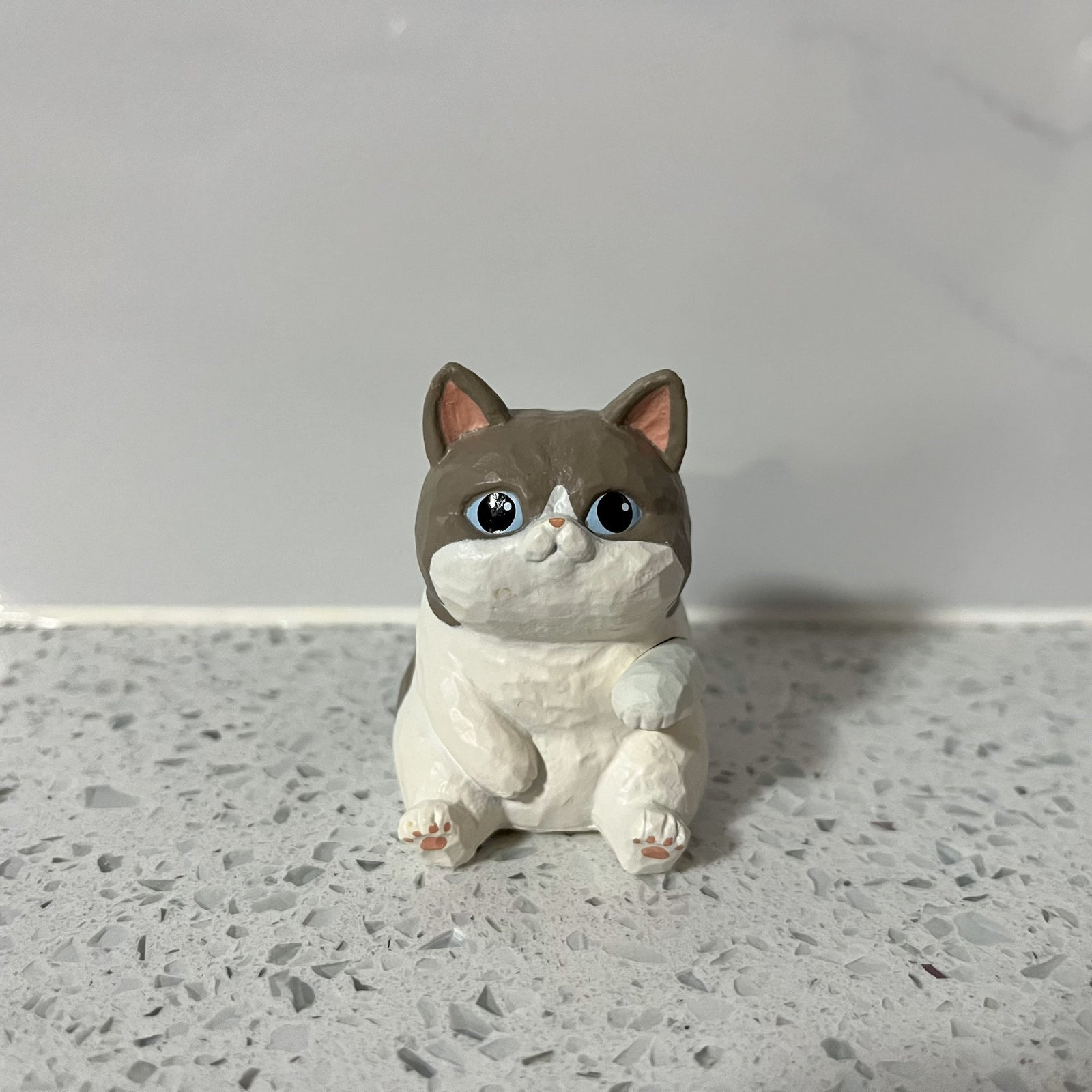 Grey and White Cat -Jinart Woodcarving Animal Cats - 1