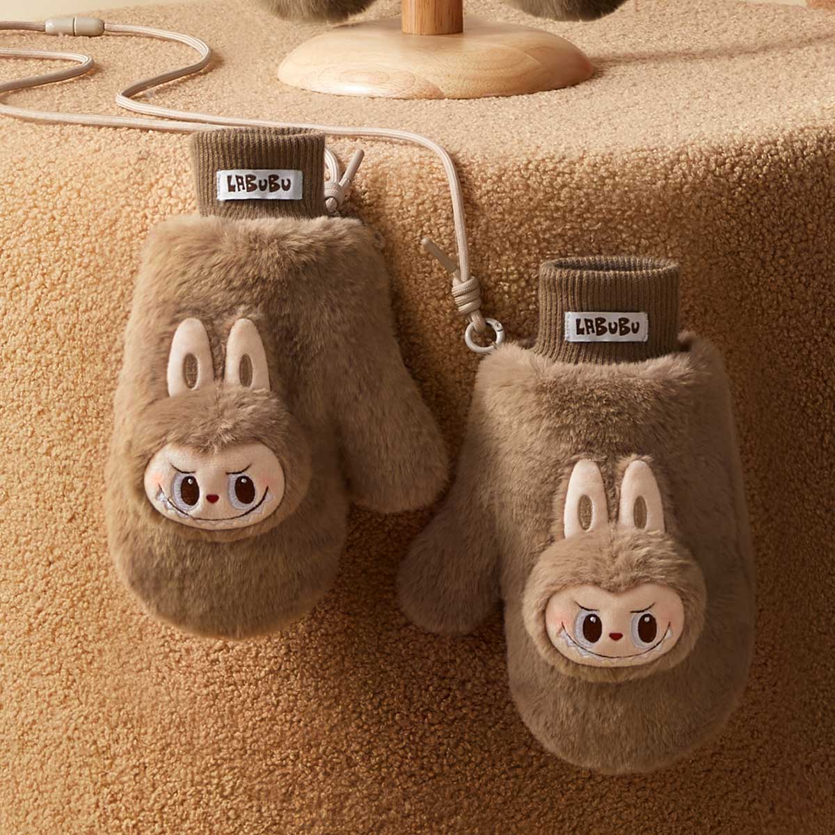 Warm Fluffy Holiday Series- LABUBU Plush Gloves by POP MART - 3