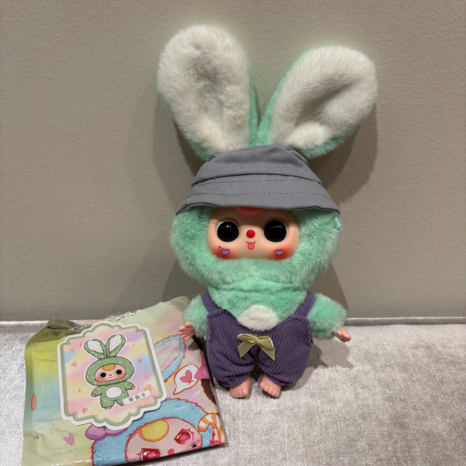 Green with Purple Overalls (360 moving eyes) - Macaron by Baby Three - 1