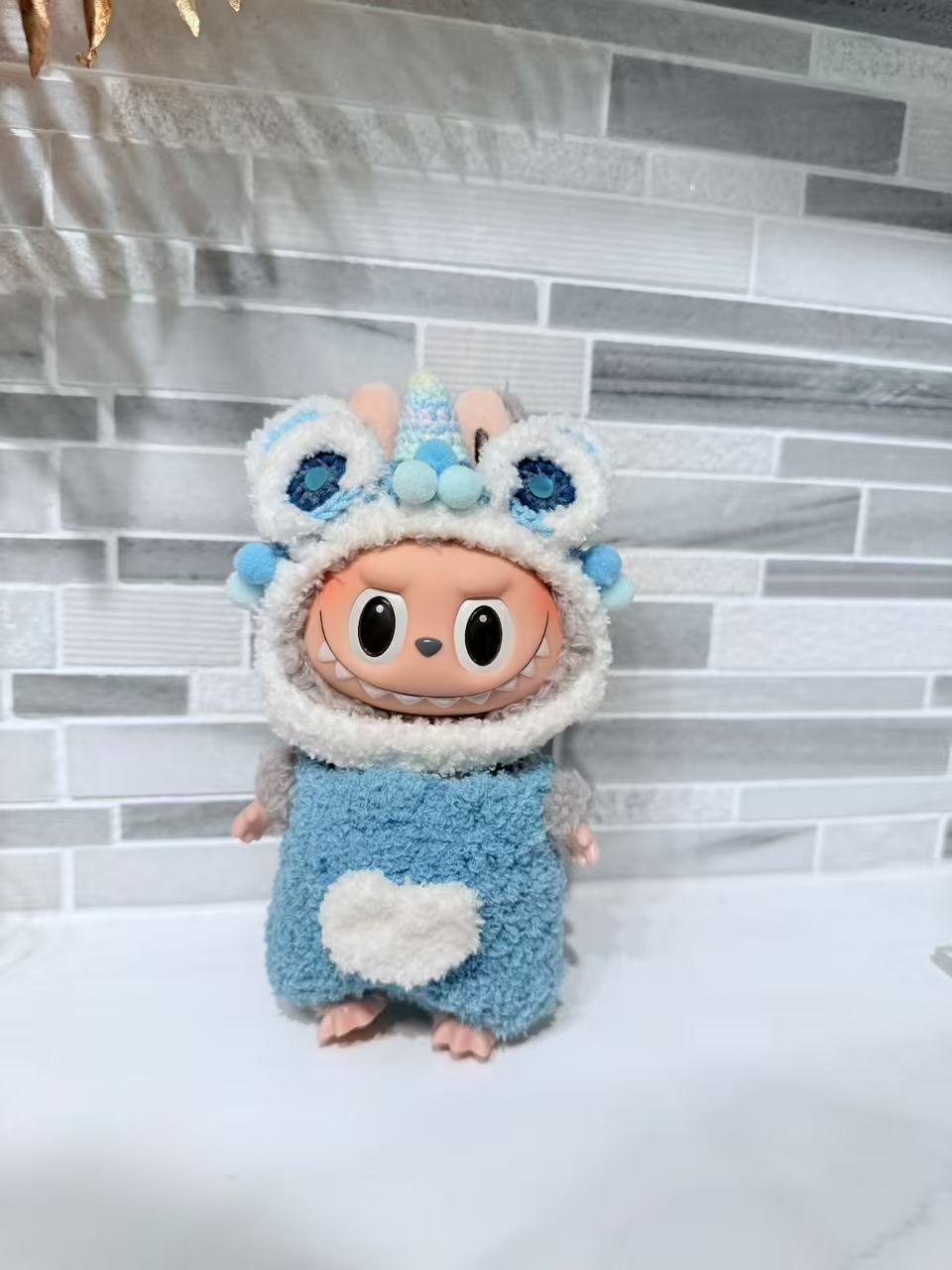 Crochet Blue Lion - Labubu Clothes for Exciting Macaron - 1