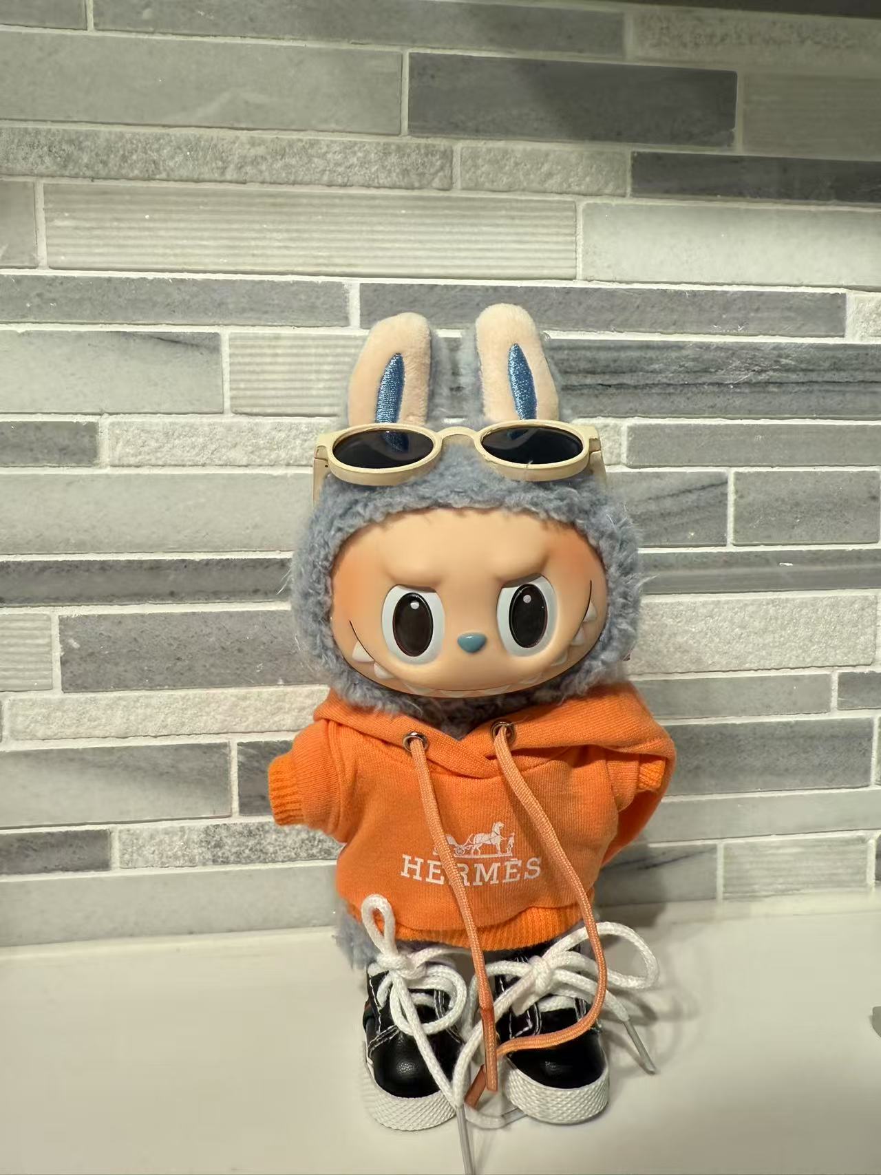 Orange "H" Hoodie Set - Labubu Clothes for Exciting Macaron - 1