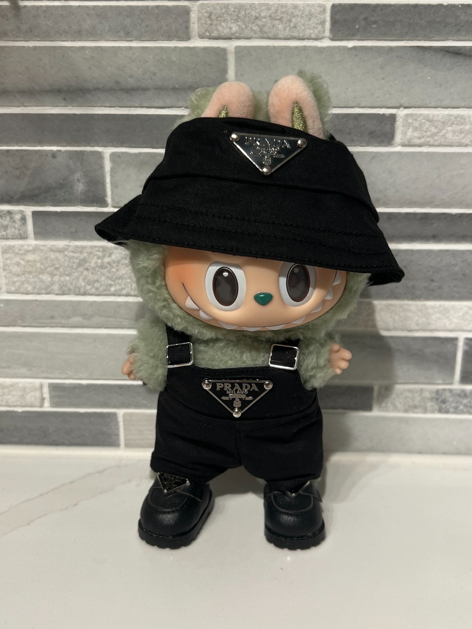 Black "PD" Suspenders - Labubu Clothes for Exciting Macaron - 1