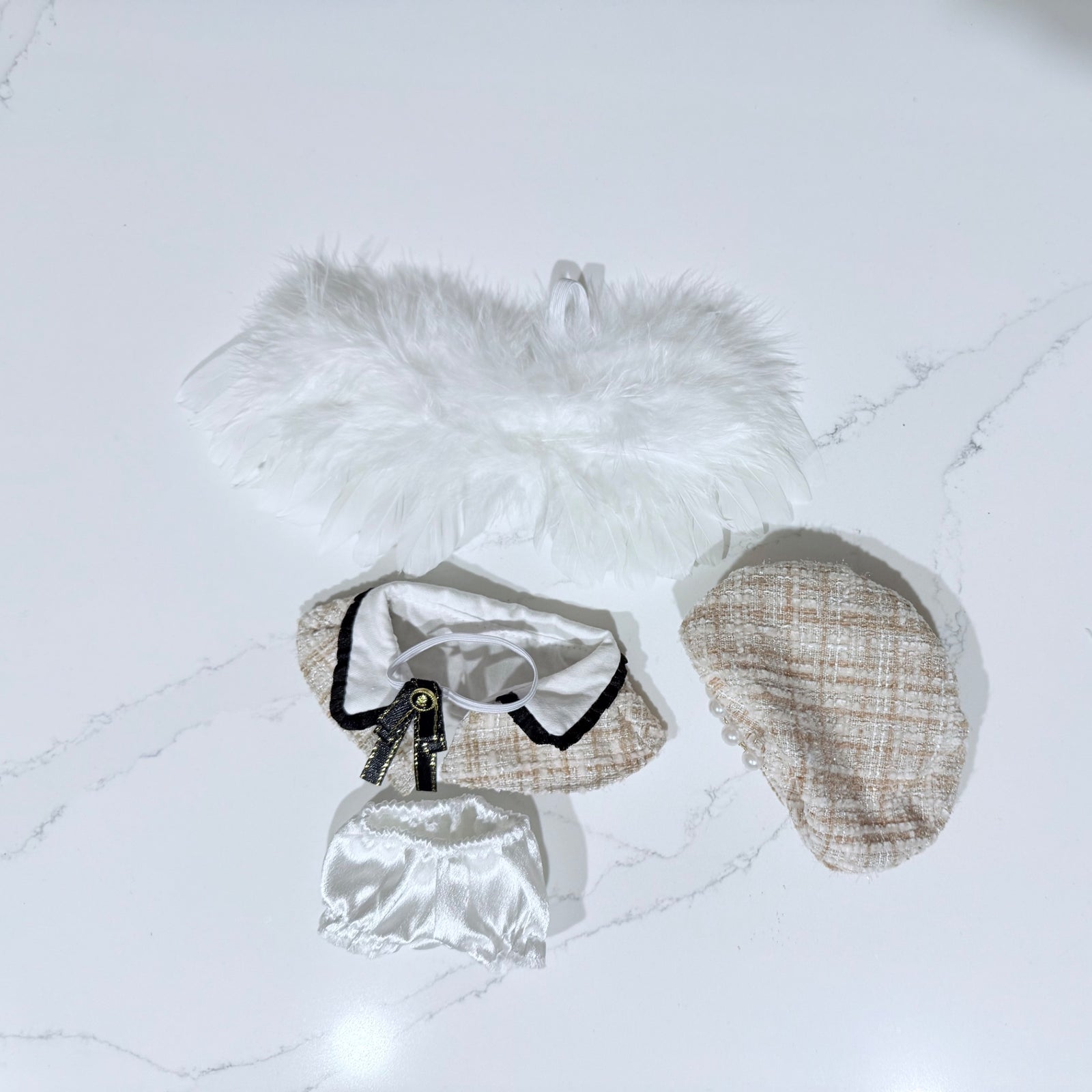 Champaign Cape + White Wings - Labubu Clothes for Have A seat - 2