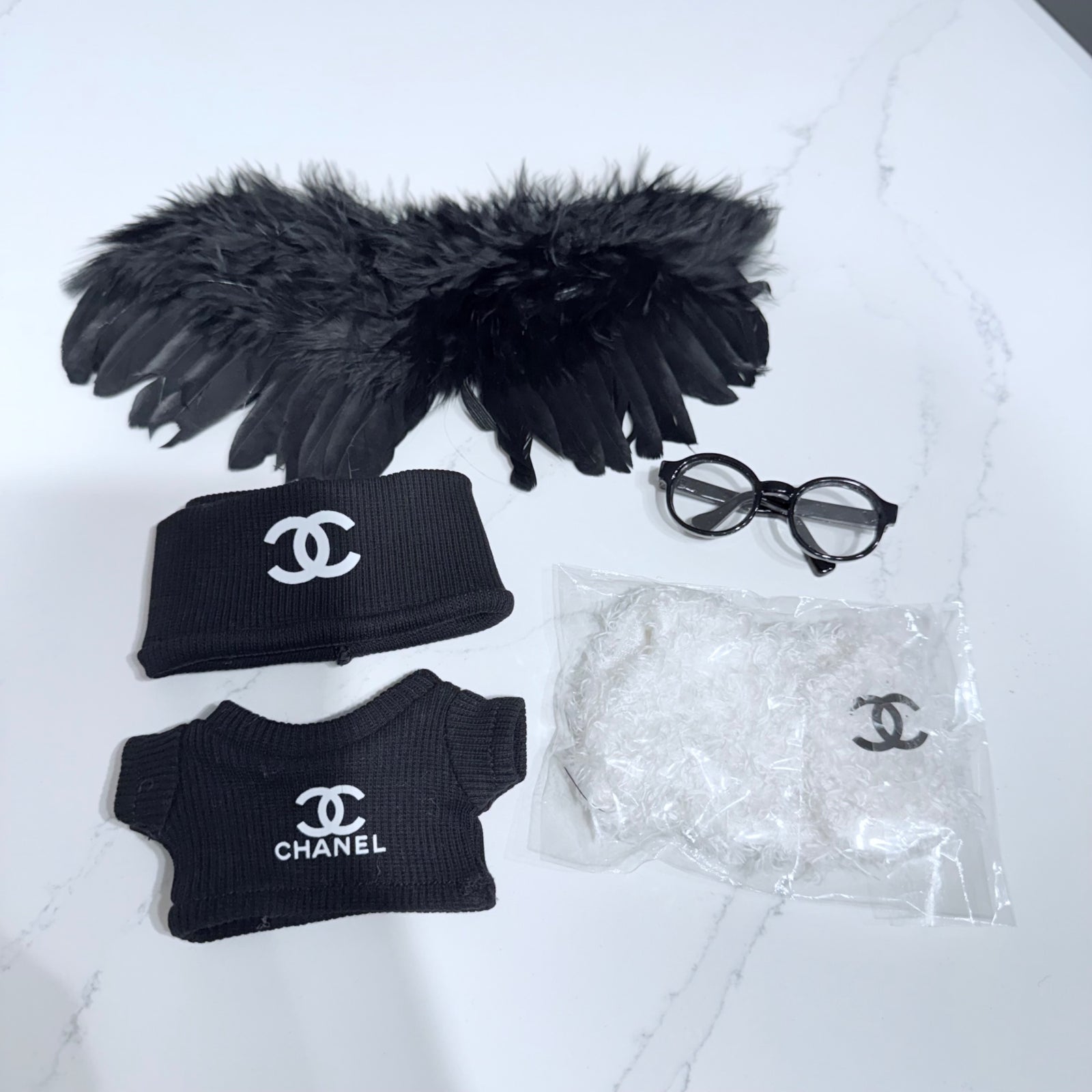 Black Angel Set + Black Wings - Labubu Clothes for Have A Seat - 2