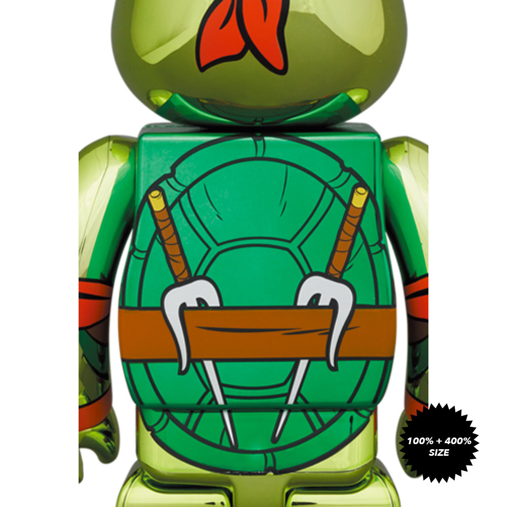 TMNT: Raphael (Chrome Ver.) 100% + 400% Bearbrick Set by Medicom Toy