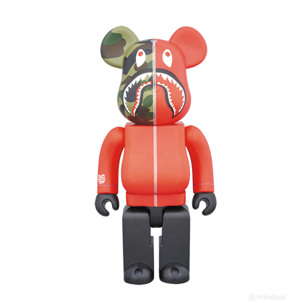 Red 1st Camo Shark Bearbrick 400% by Medicom Toy x Bape