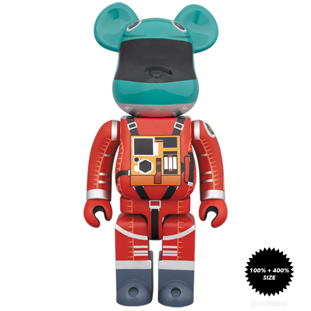 2001: A Space Odyssey Green Orange Spacesuit 100% + 400% Bearbrick Set