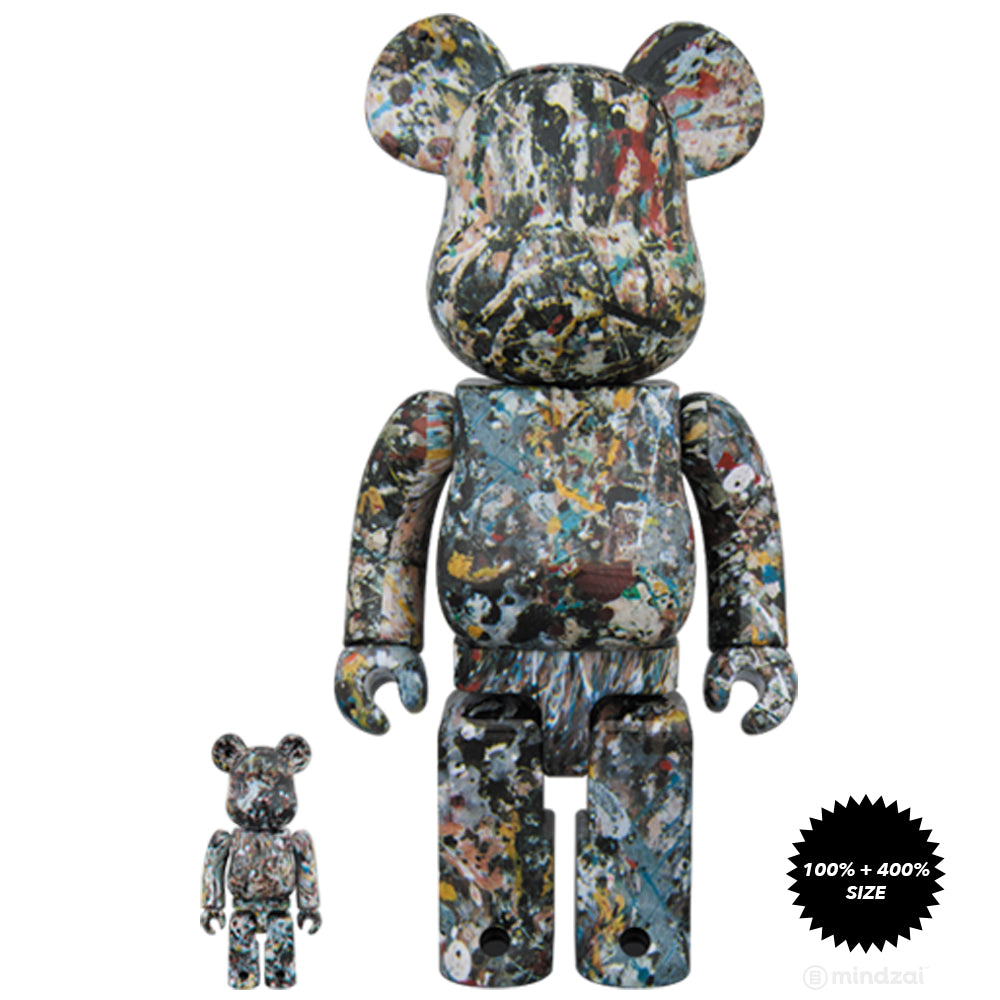 Jackson Pollock Version 2.0 100% and 400% Bearbrick Set by Medicom Toy