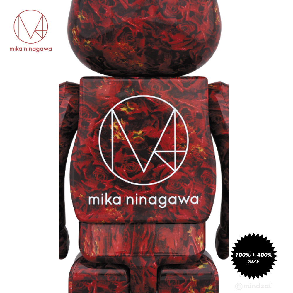Leather Rose 100% + 400% Bearbrick Set by Mika Ninagawa x Medicom Toy