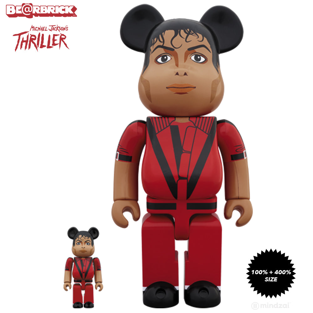 Michael Jackson Thriller Red Jacket 100% + 400% Bearbrick Set by Medicom Toy