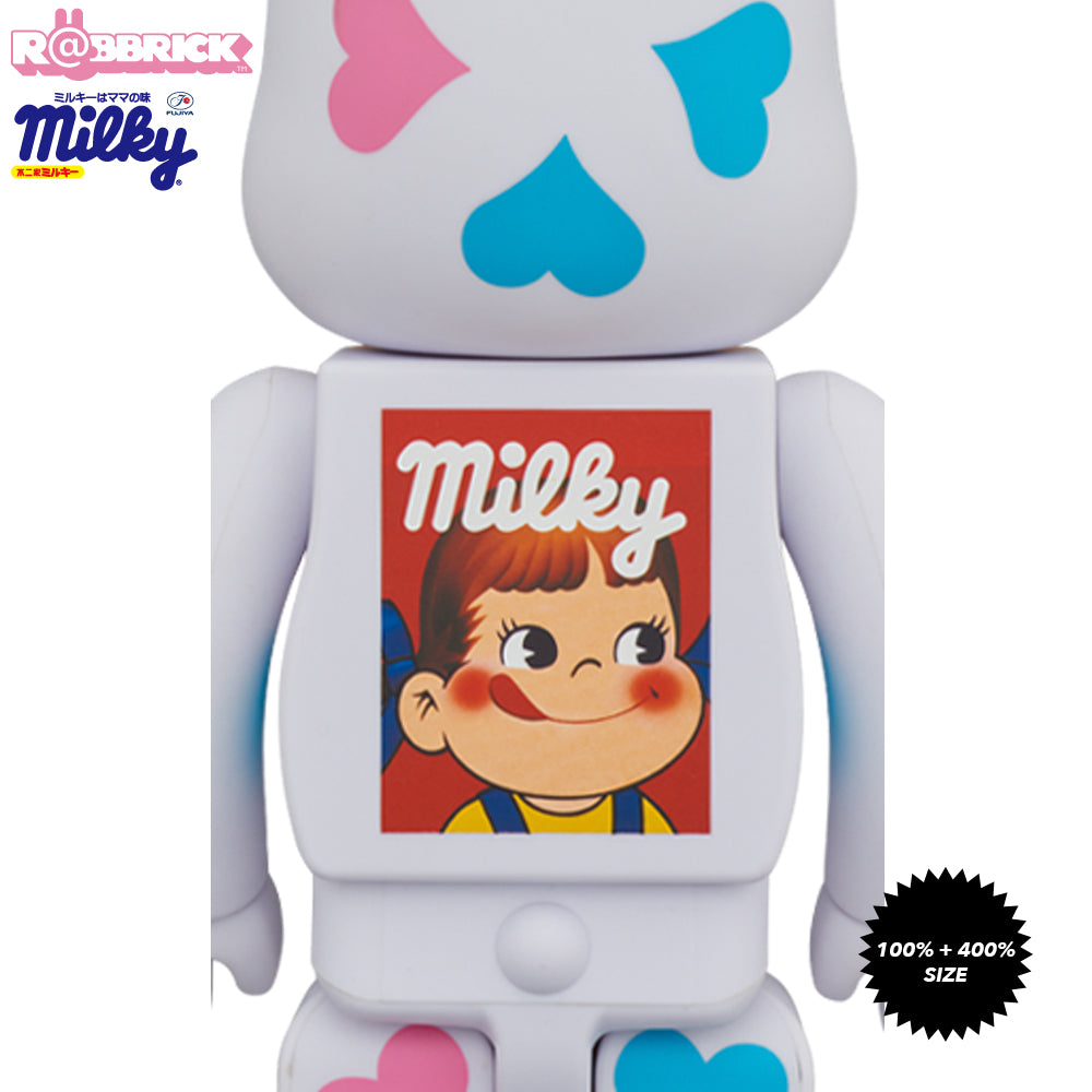 Kigurumi Peko Chan Heart 100% and 400% Rabbrick Bearbrick Set by Fujiya x Medicom Toy