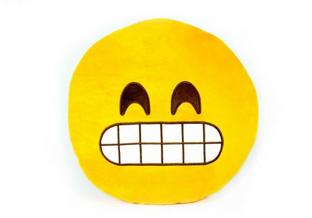 Grin Emoji Plush Pillow by Throwboy - Mindzai - 1