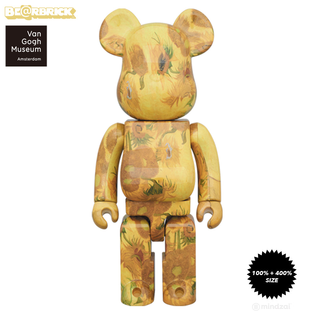 Sunflowers 100% + 400% Bearbrick by Vincent Van Gogh Museum x Medicom Toy
