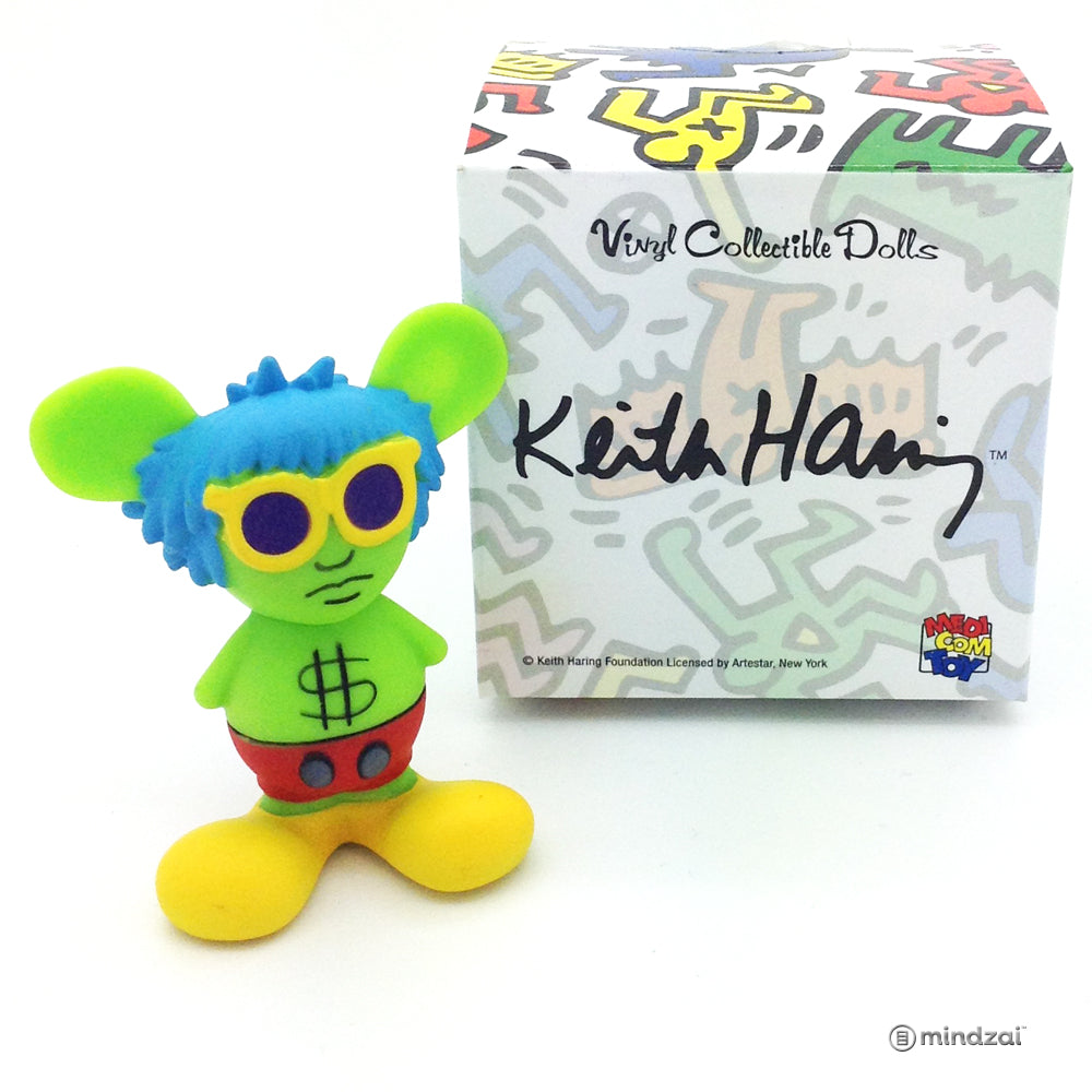 Keith Haring Mini VCD Blind Box Toy by Medicom Toy - Andy Mouse (Green with Blue Hair)