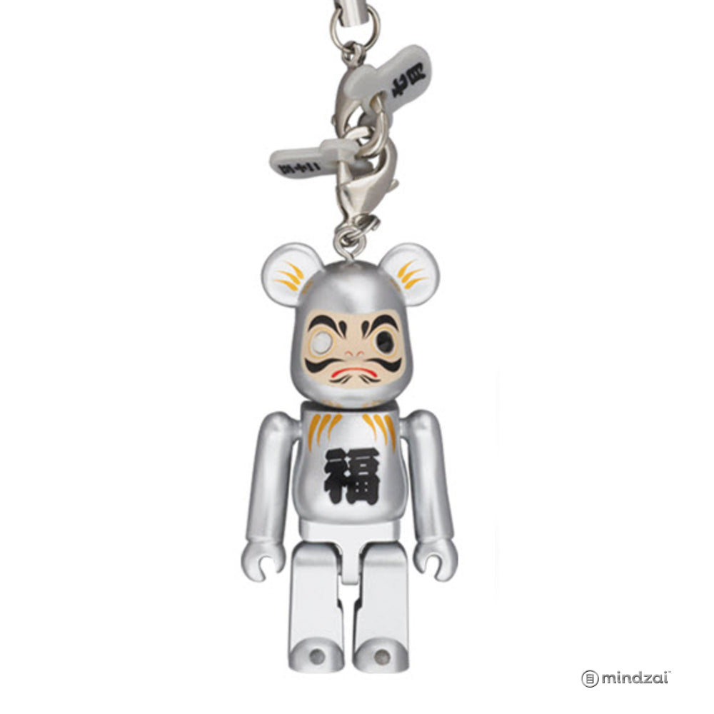 Happy Bearbrick - Daruma Silver 70% Size with Strap