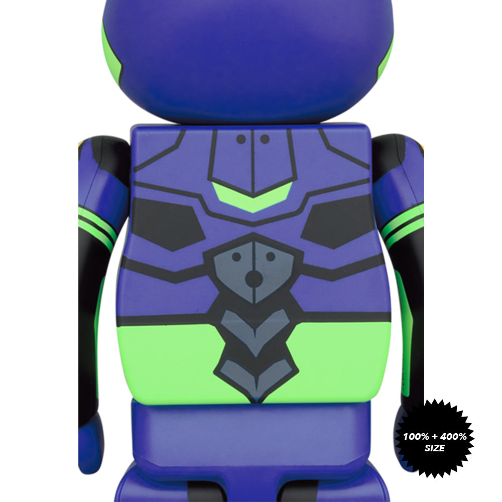 Evangelion Eva Unit 01 (New Paint Ver.) 100% + 400% Bearbrick Set by Medicom Toy