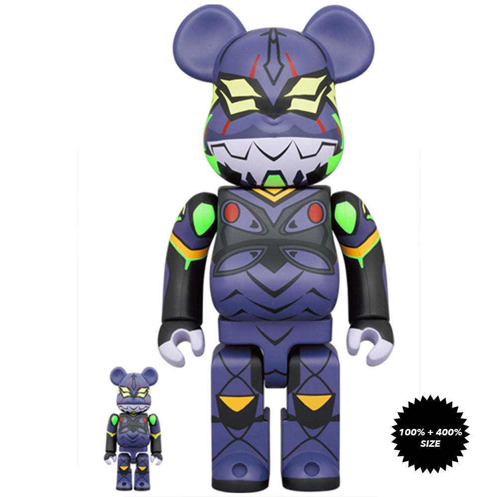 Evangelion Eva Unit 13 (New Paint Ver.) 100% + 400% Bearbrick Set by Medicom Toy
