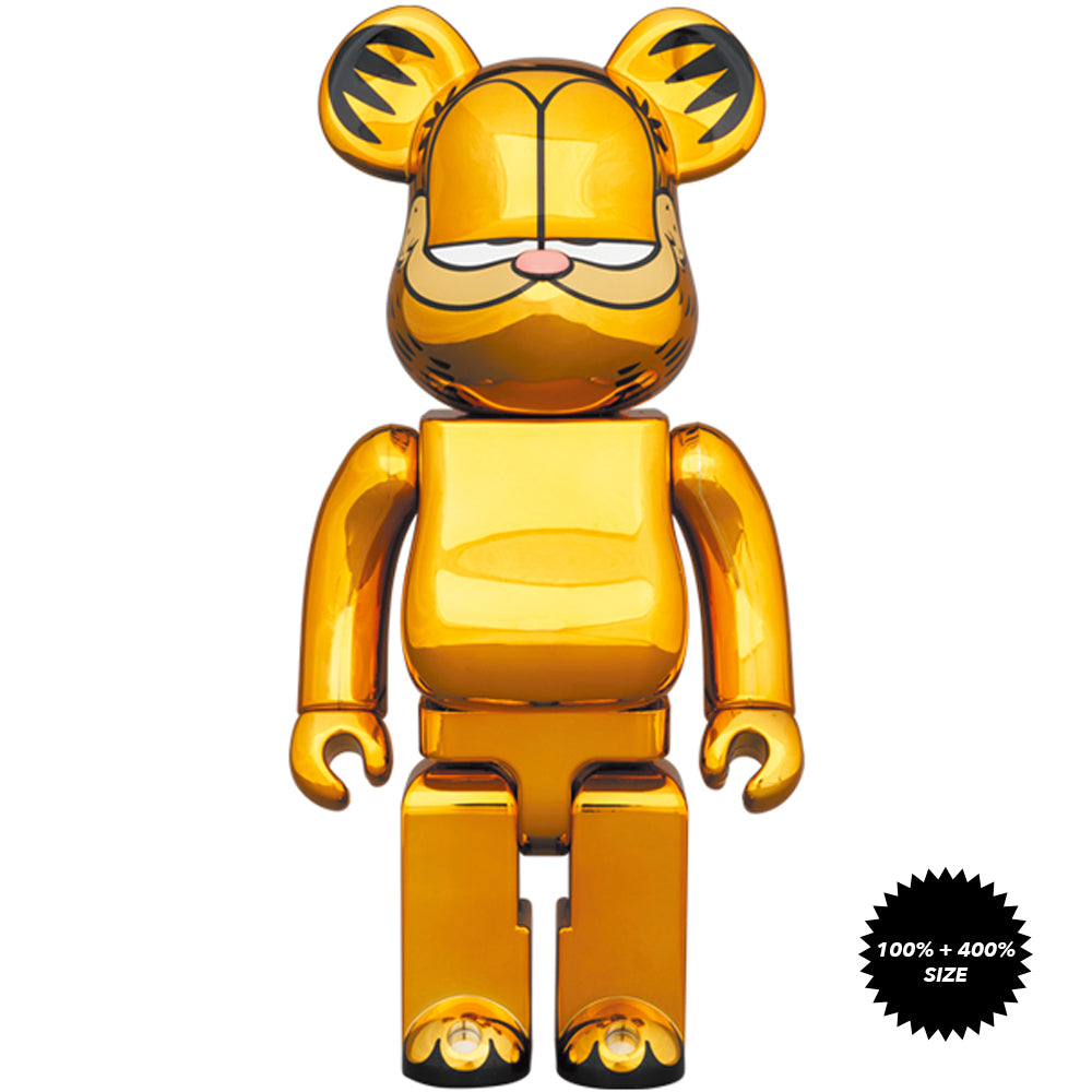 Garfield (Gold Chrome Ver.) 100% + 400% Bearbrick Set by Medicom Toy