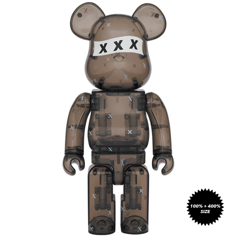 God Selection XXX Black Clear 100% + 400% Bearbrick Set by Medicom Toy