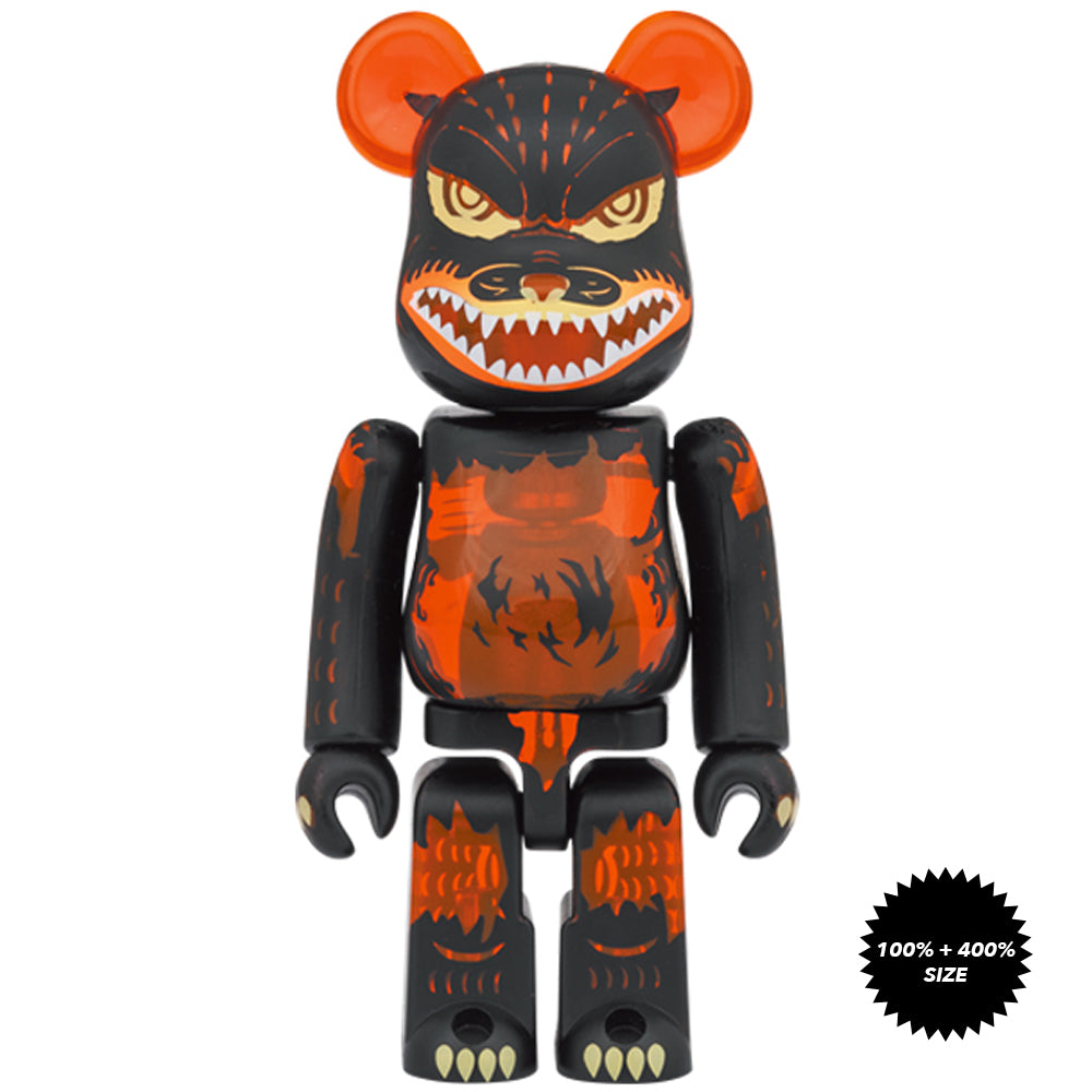 Godzilla from Godzilla vs Destoroyah (Meltdown: Clear Orange Ver.) 100% + 400% Bearbrick Set by Medicom Toy