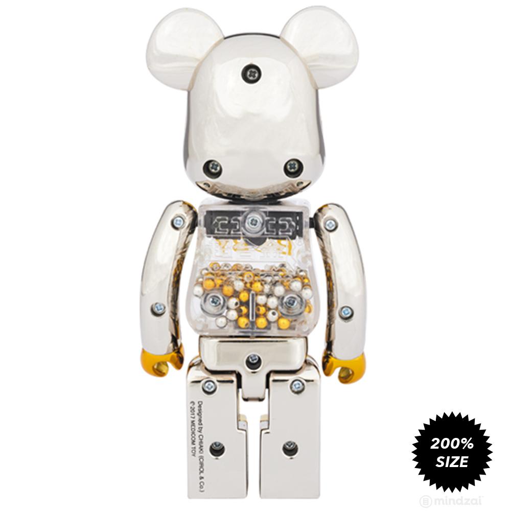 My First Bearbrick Baby Gold/Silver Chogokin Metal Alloy 200% Bearbrick