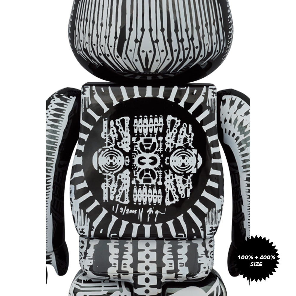 H.R. Giger Black Chrome Version 100% + 400% Bearbrick Set by Medicom Toy