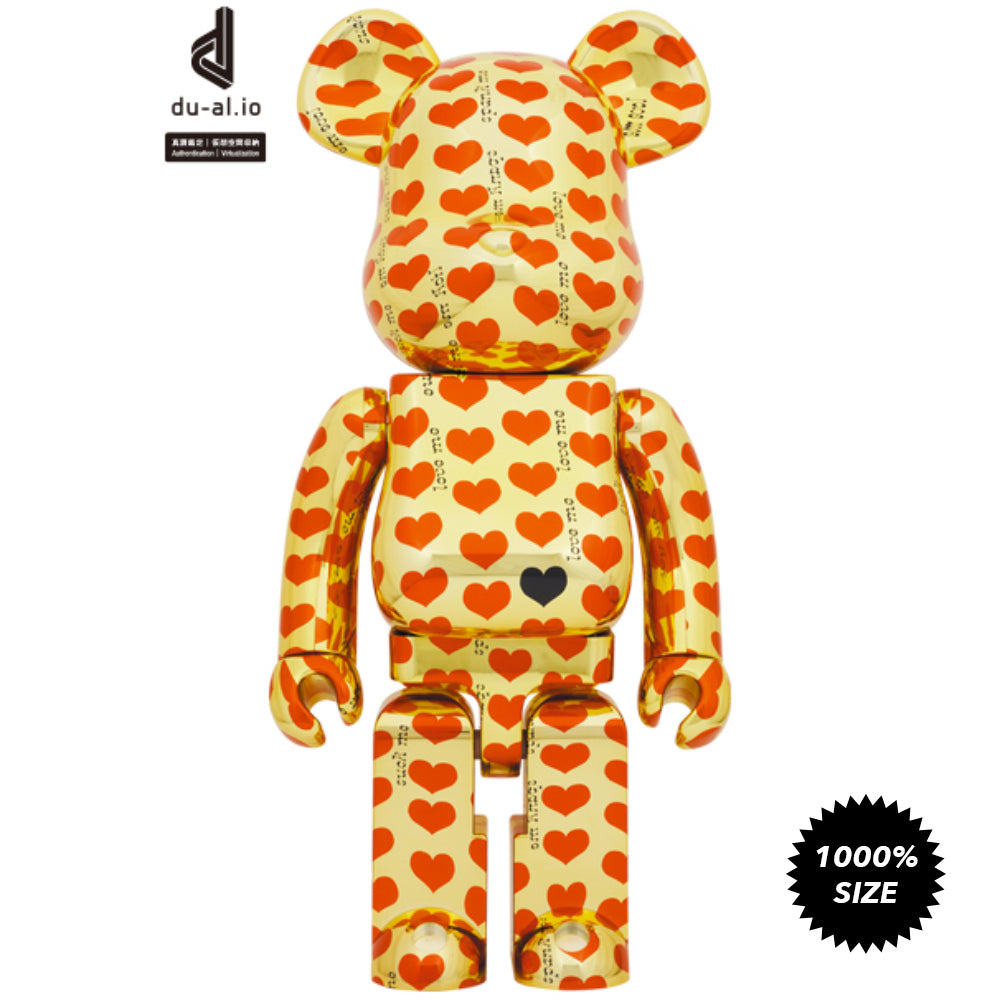 Hide Gold Heart 1000% Bearbrick by Medicom Toy