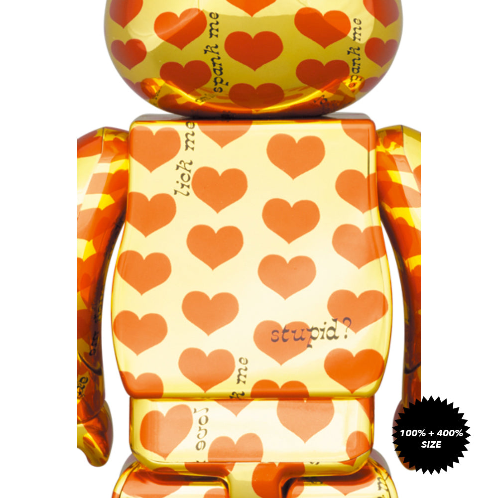 Hide Gold Heart 100% + 400% Bearbrick Set by Medicom Toy