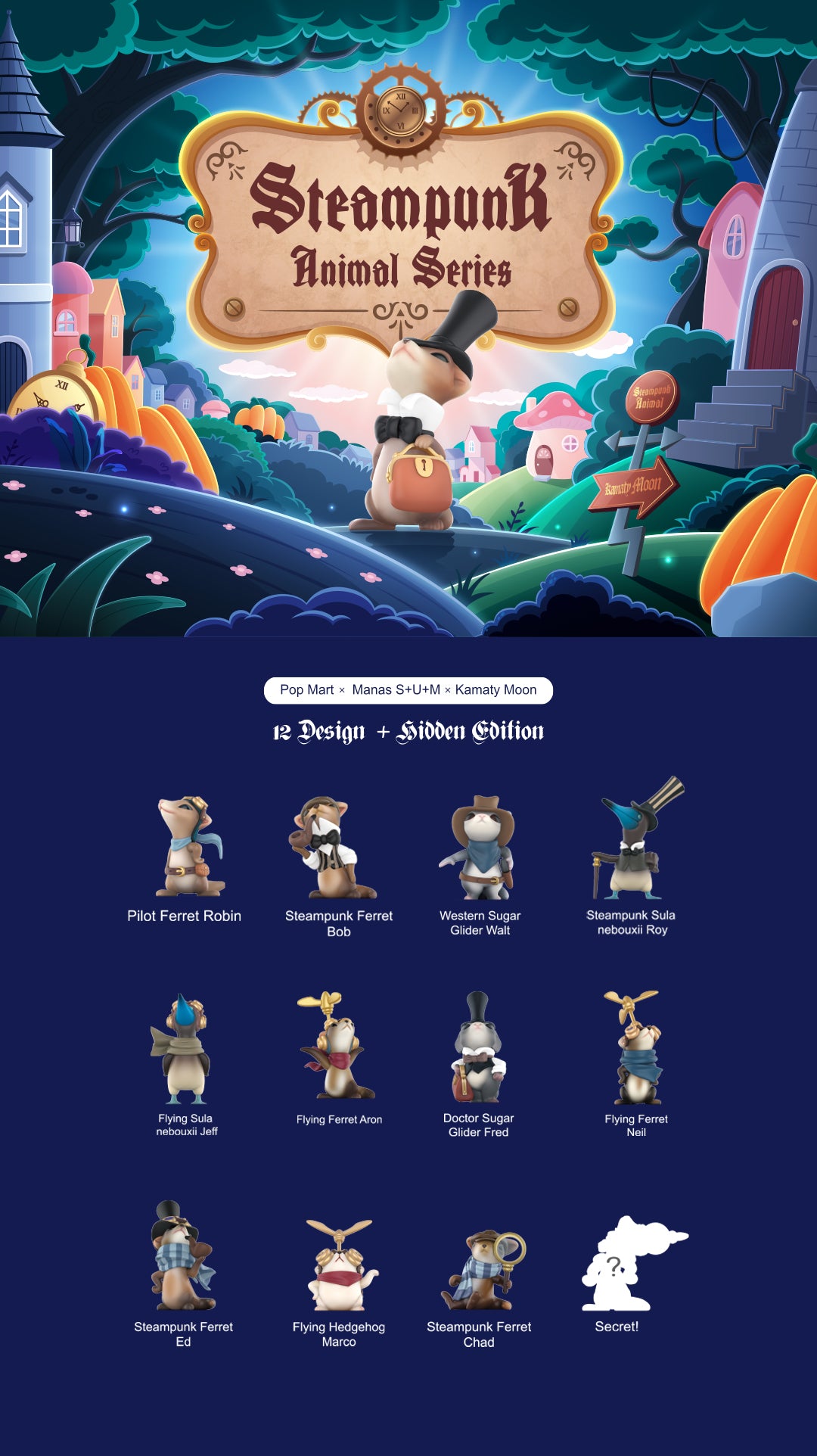 Steampunk Animal Blind Box Series by POP MART x Manas x Kamaty Moon