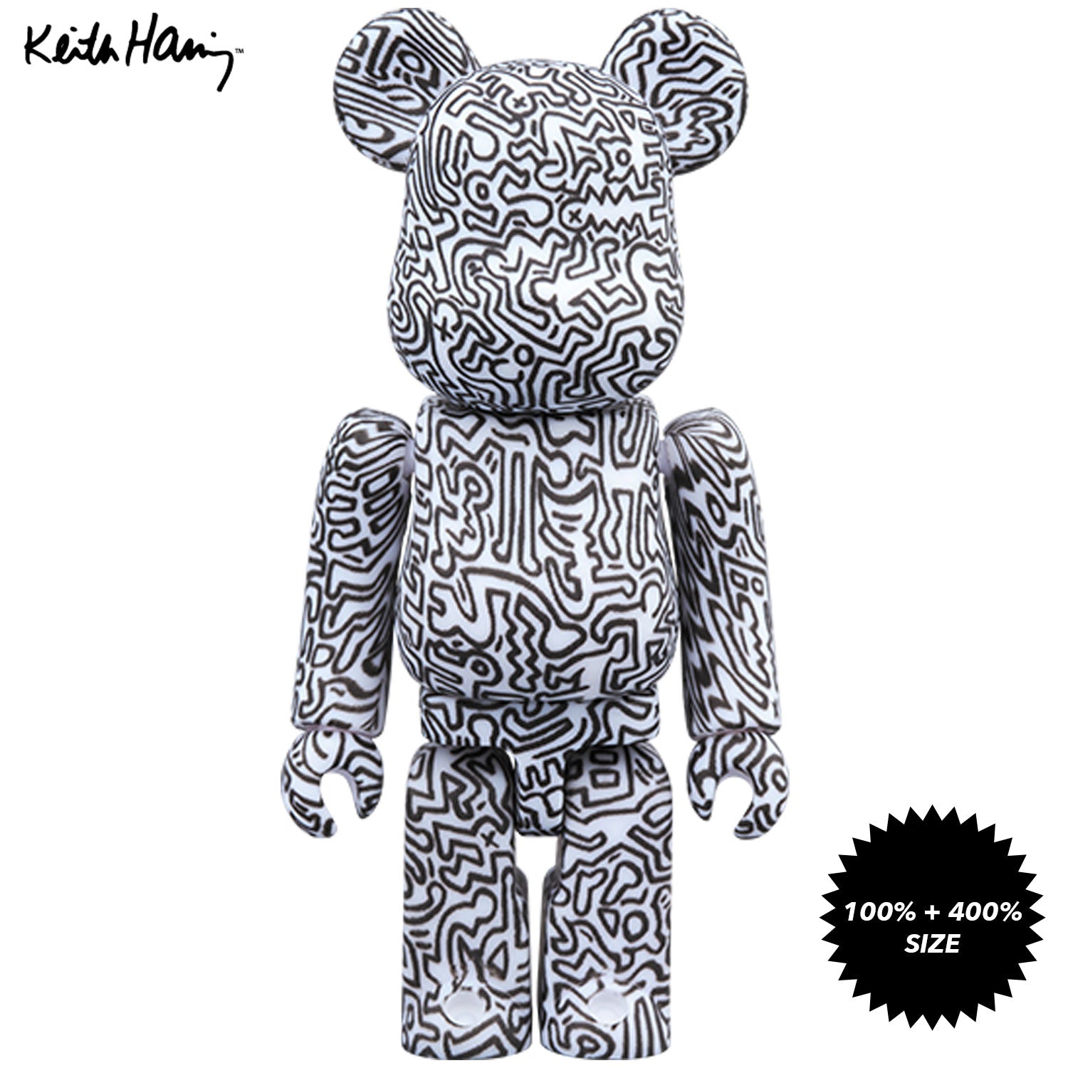 Keith Haring #4 100% + 400% Bearbrick Set by Medicom Toy