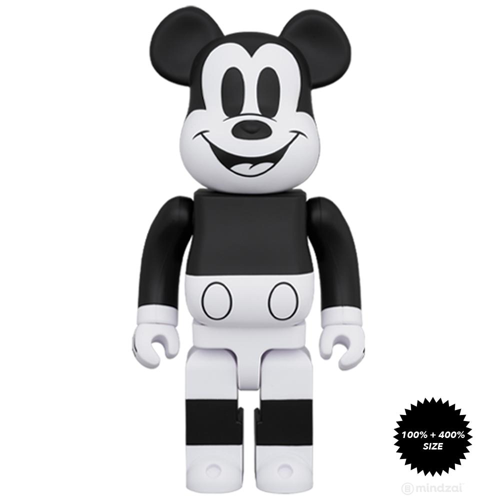 Mickey Mouse (B&W 2020 Ver.) 100% + 400% Bearbrick Set by Medicom Toy