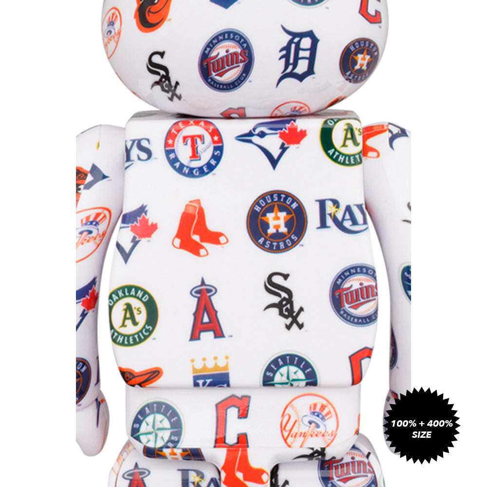 MLB American League 100% + 400% Bearbrick Set by Medicom Toy