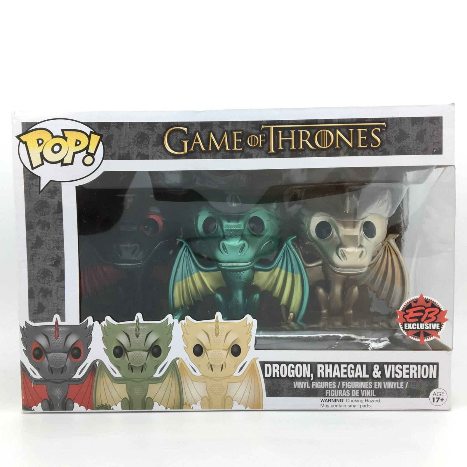 Game of Thrones - Drogon, Rhaegal and Viseron Metallic POP! Vinyl Figures by Funko - EB Exclusive