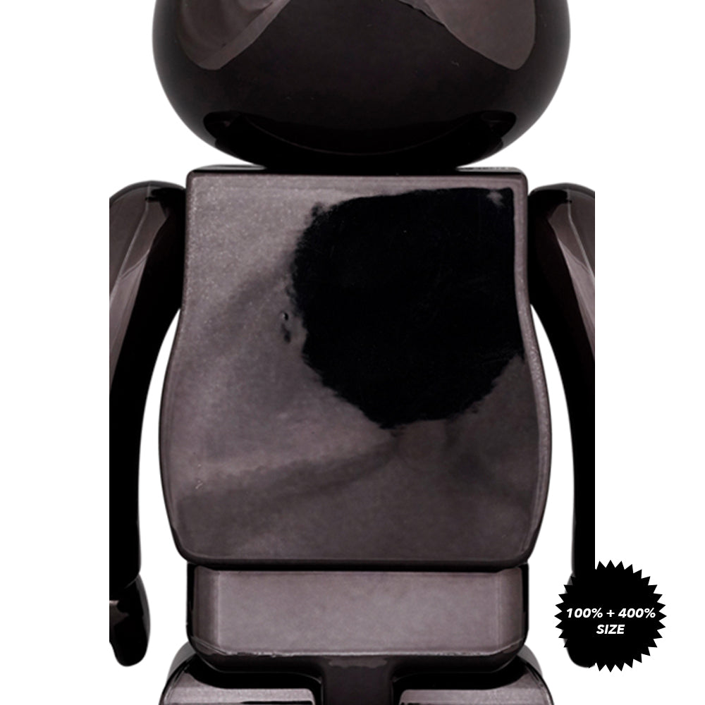 The Rolling Stones Lips & Tongue (Black Chrome Ver.) 100% + 400% Bearbrick Set by Medicom Toy