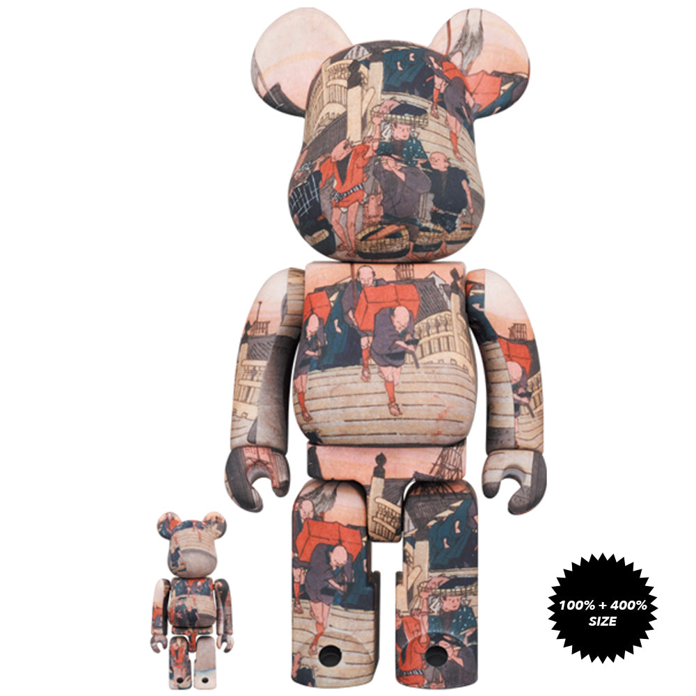 Utagawa Hiroshige "The 53 Stations of the Tokaido-Nihonbashi" 100% + 400% Bearbrick Set by Medicom Toy