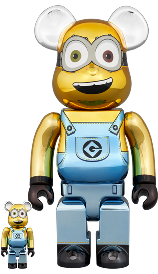 Bob Minions Chrome Version 100% + 400% Bearbrick Set by Medicom Toy -  Mindzai