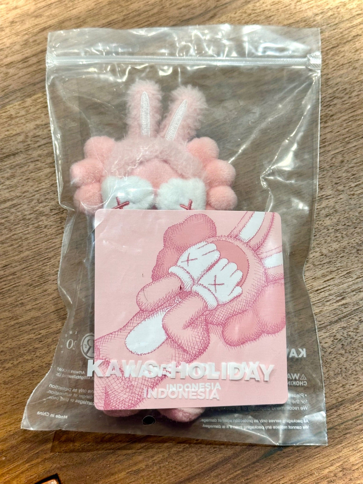 New Kaws Accomplice Holiday Indonesia Pink Plush Charm Keychain - 1