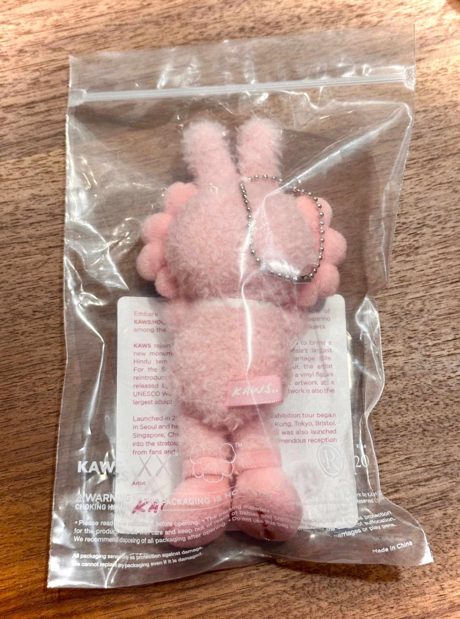 New Kaws Accomplice Holiday Indonesia Pink Plush Charm Keychain