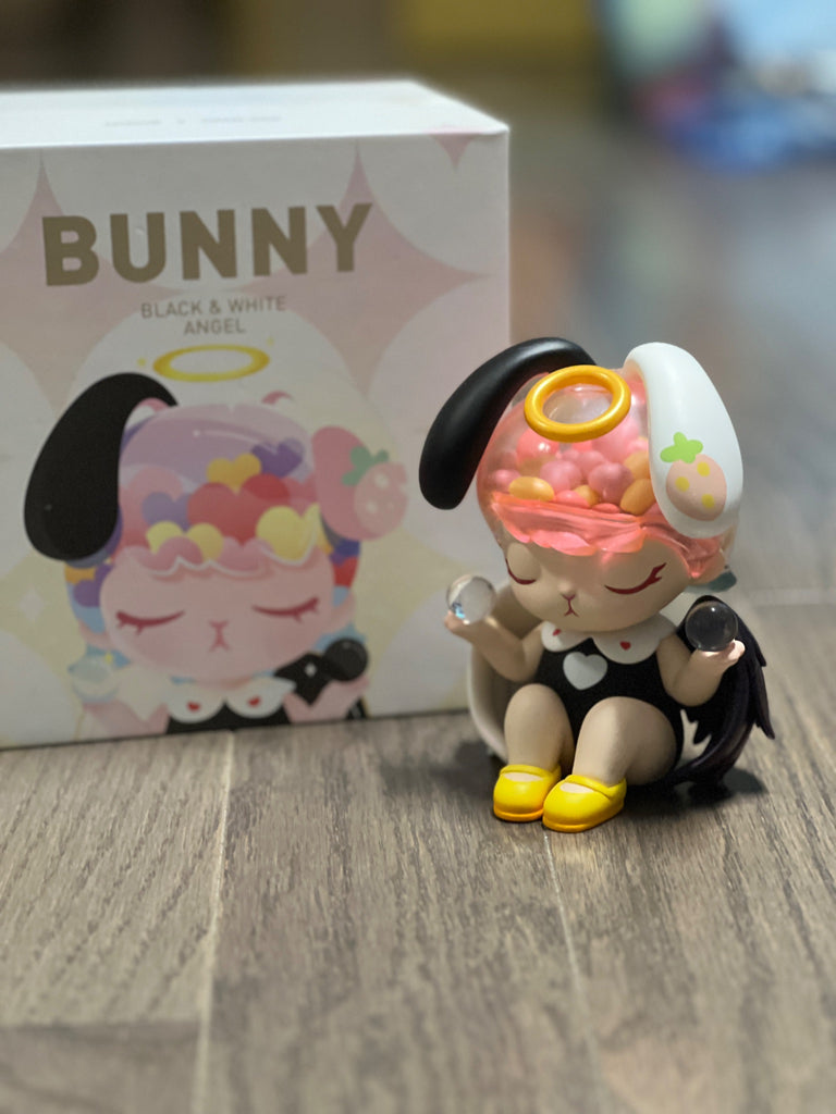PopMart Bunny Black and White Angel Art Toy Figure - Mindzai Toy Shop