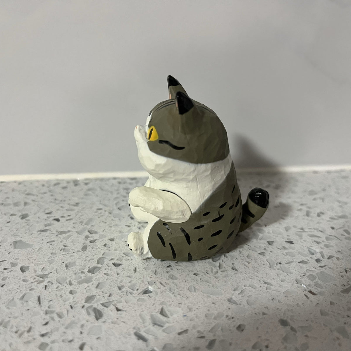 Spotted Grey Tabby Cat -Jinart Woodcarving Animal Cats - 2