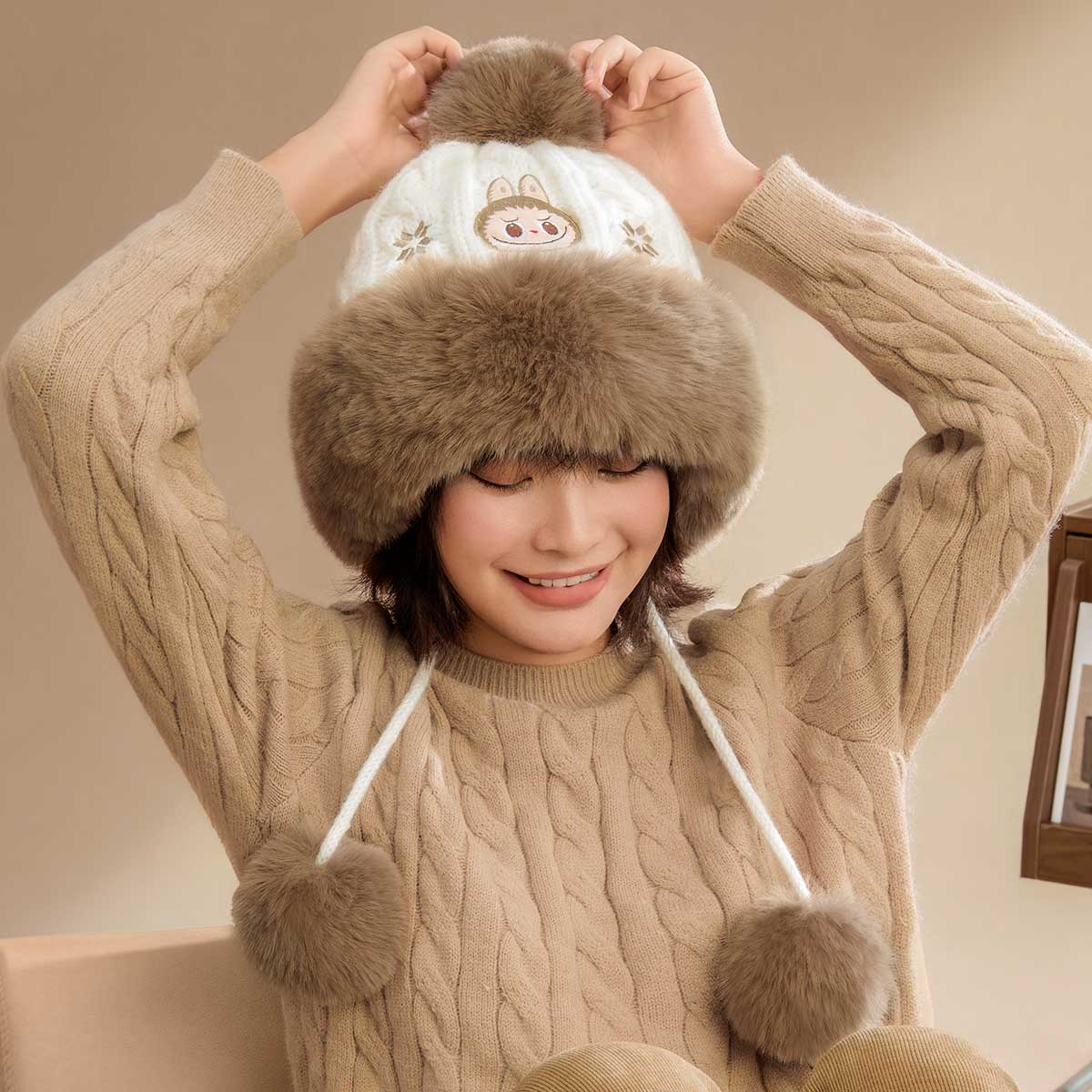 Warm Fluffy Holiday Series- LABUBU Plush Hat by POP MART - 3