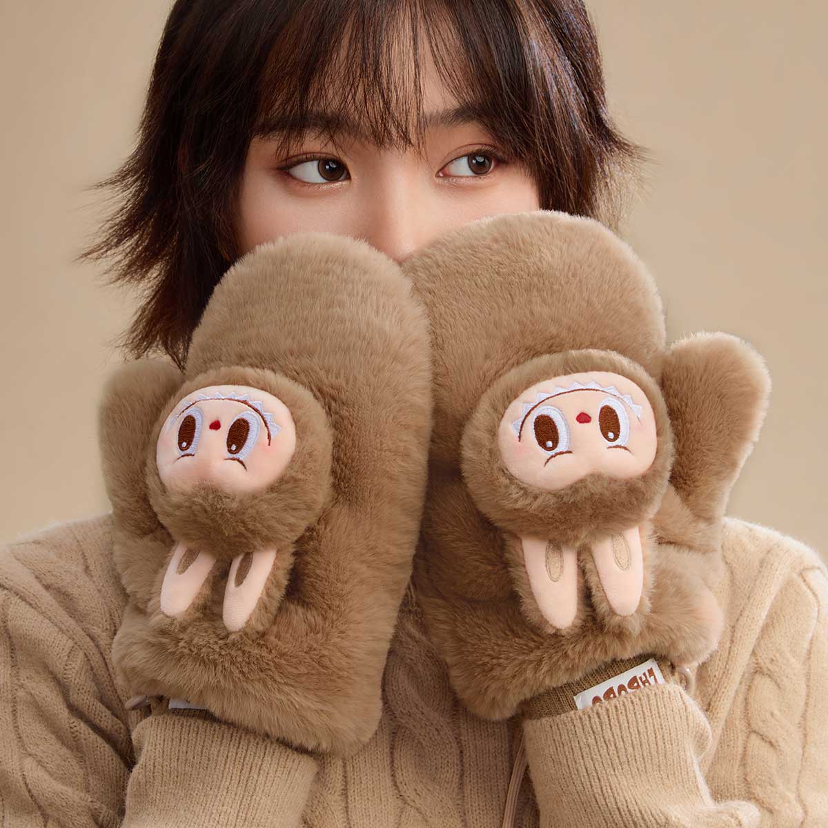 Warm Fluffy Holiday Series- LABUBU Plush Gloves by POP MART - 2