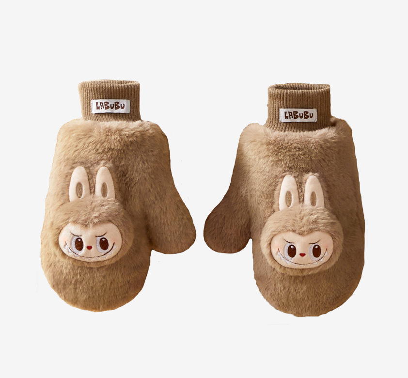 Warm Fluffy Holiday Series- LABUBU Plush Gloves - 2