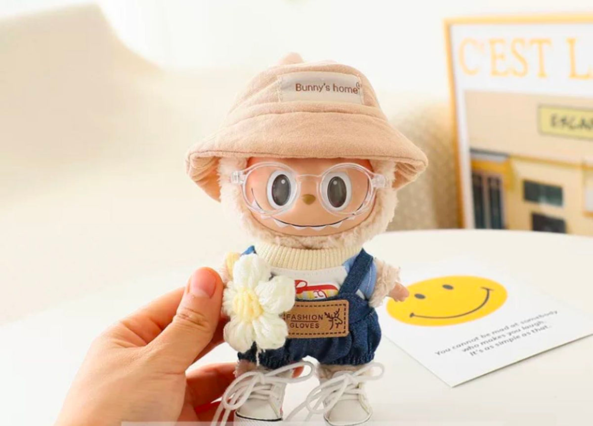 Flower Jean Suspenders Full Set - Labubu Clothes for Exciting Macaron - 1