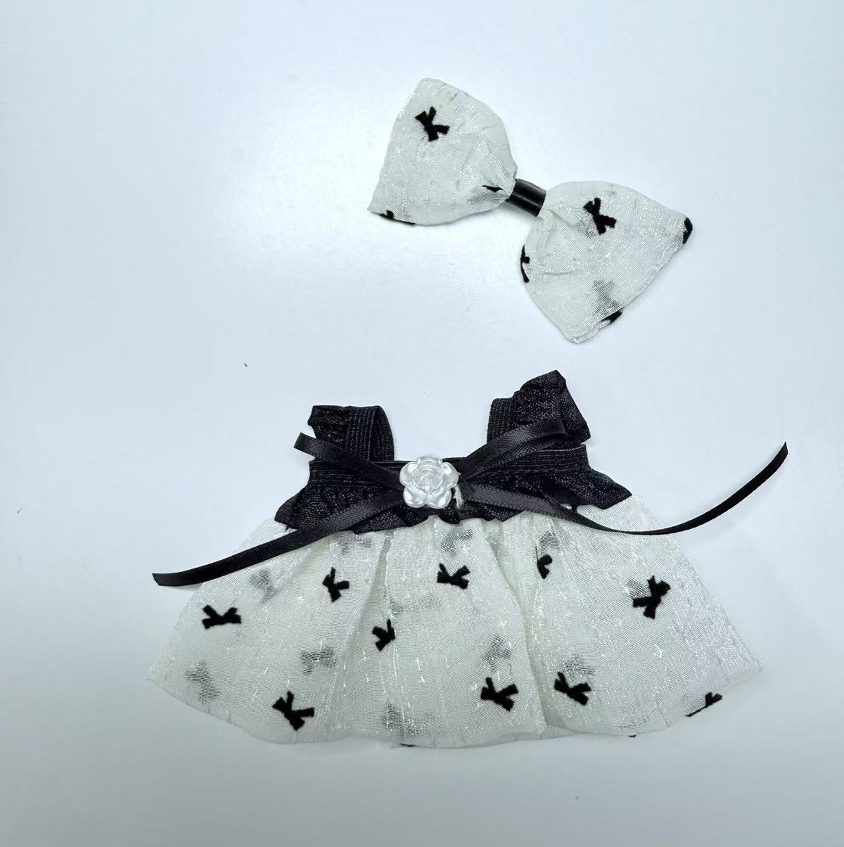 Black and White Bow Dress - Labubu Clothes For Have A Seat - 2