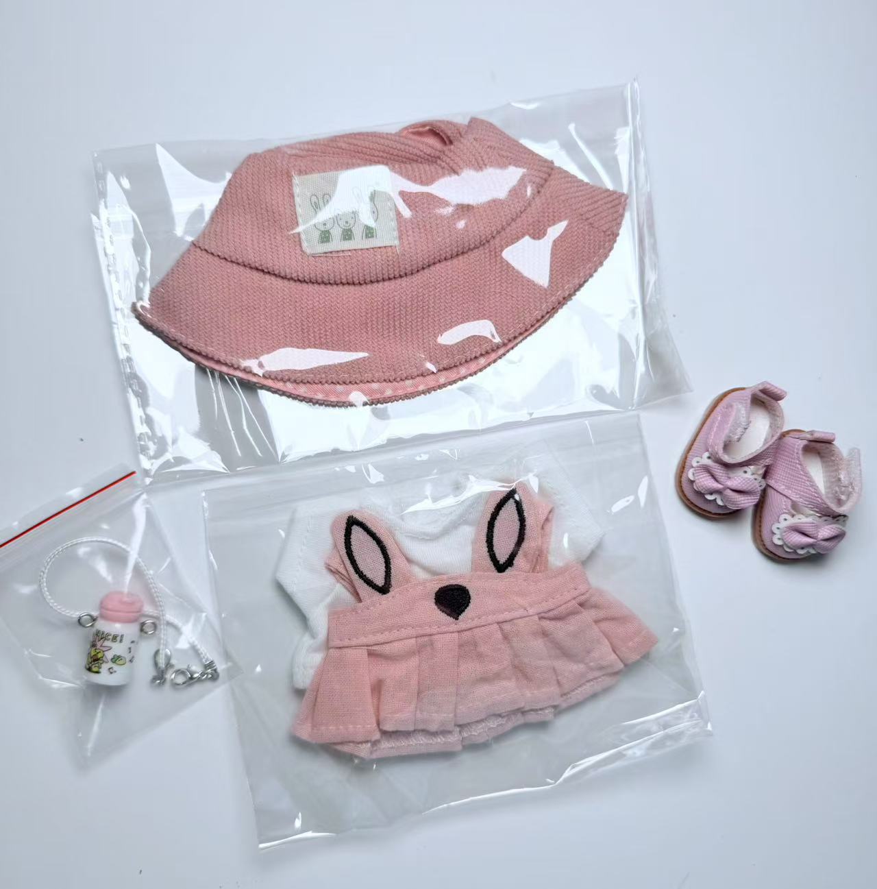 Pink Bunny Suspender Dress -  Labubu Clothes for Have A Seat - 1