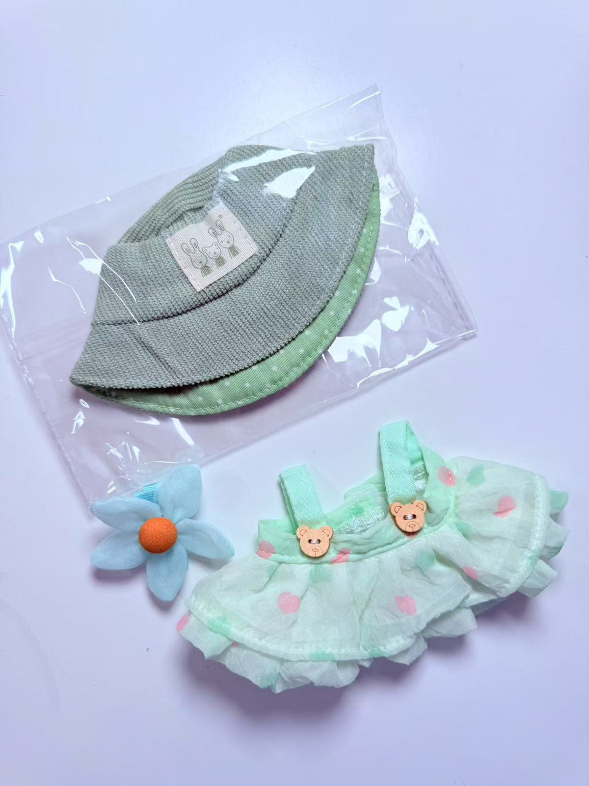 Green Floral Dress Set - Labubu Clothes for Have A Seat - 2